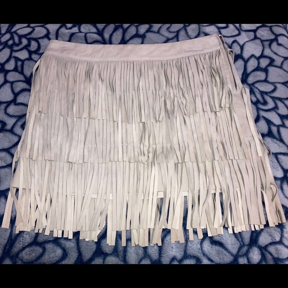 Hunkydory Suede Fringe Mini Skirt